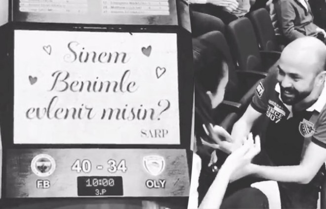 “Paramparça”nın aktyorunda basketbol matçında evlilik təklifi