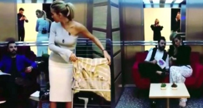 Çağlayla Alişanın liftdə hamiləlik məşqi