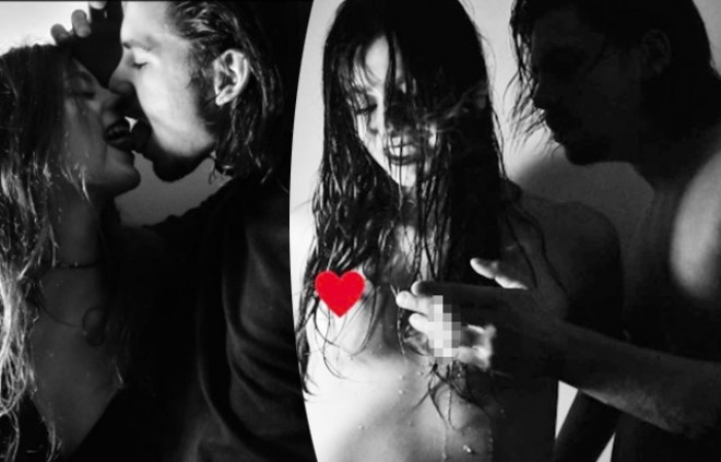 Aktrisanın oğlu fransız sevgilisi ilə öpüşdü - foto