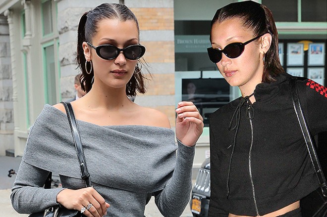 Bella Hadid iki fərqli geyimdə paparatsilərə tuş gəldi - foto