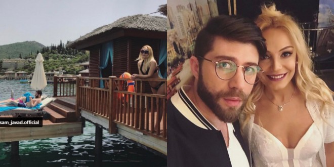 Nura Suri Samir Cavadzadə ilə çimərlikdə - foto