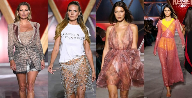 Keyt, Haydi, Naomi, Bella, Kendal xeyriyyə məqsədilə podiuma çıxdı