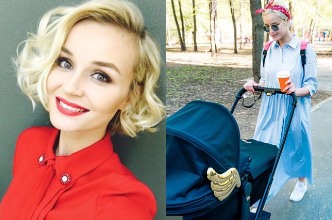 Polina Qaqarina yeni doğulan körpəsi ilə gəzintidə - foto