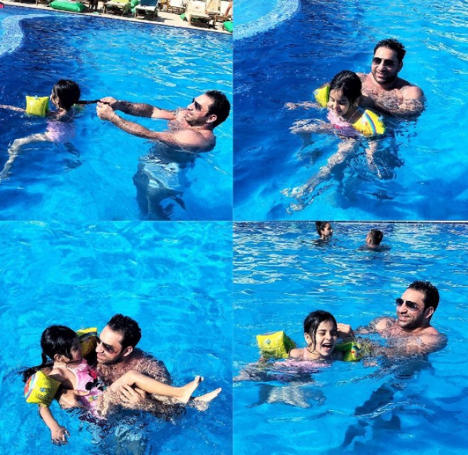 Kamilin qızı ilə hovuz keyfi - foto