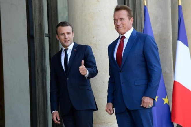 Arnold Şvarsneqqer Fransa prezidenti ilə görüşdü - fotolar