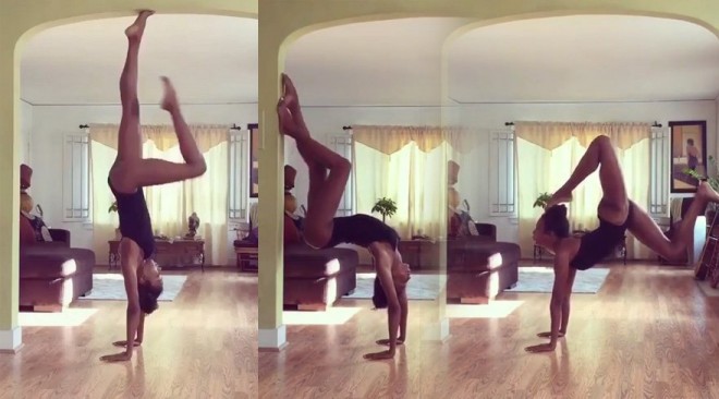 Britaniyalı model yoqa edərkən video