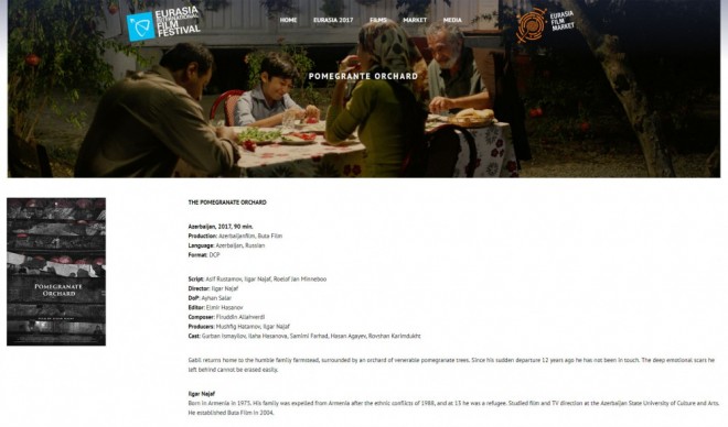 “Nar bağı” filmi Avrasiya Beynəlxalq Film Festivalında