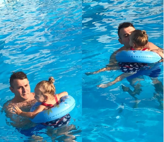 Murad Arif qızı ilə hovuzda - foto