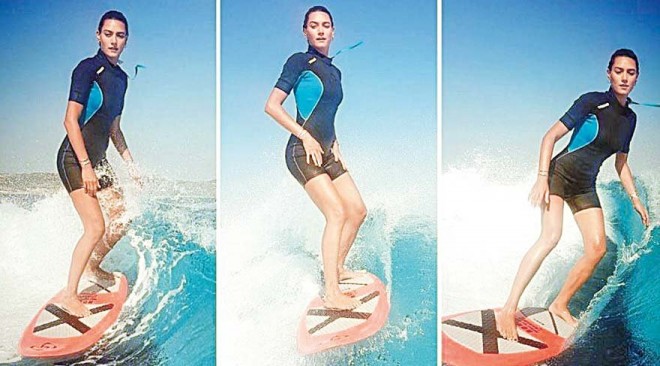 Aktrisa sörfinq etdi