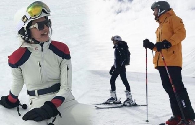 Aktrisanın xizək əyləncəsi