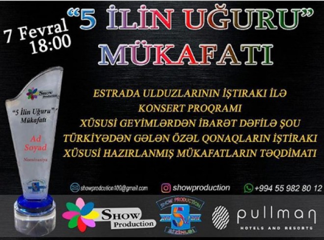 Bakıda “5 ilin uğuru mükafatı” veriləcək