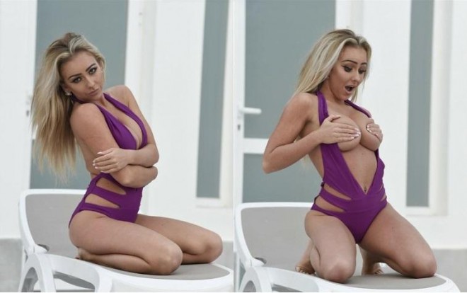 Model yarıçılpaq şəkil çəkdirdi - fotolar