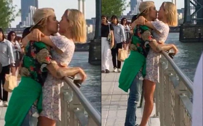 Müğənni və model dodaq-dodağa - foto