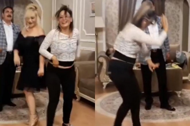 Əməkdar artist rəqs edərkən göbəyi göründü - video