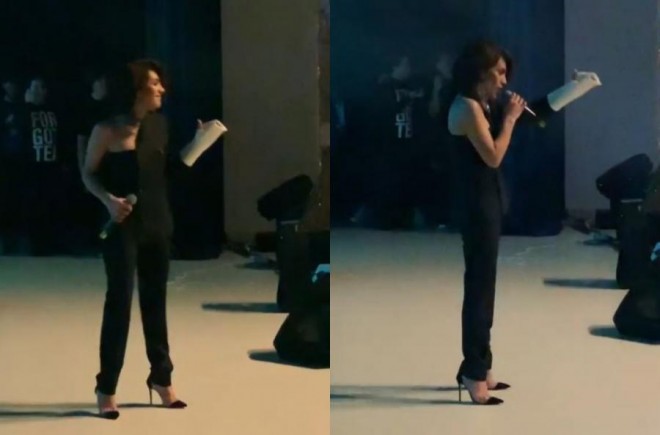 Röya Ayxan toyda qolu gipsdə oxudu - video