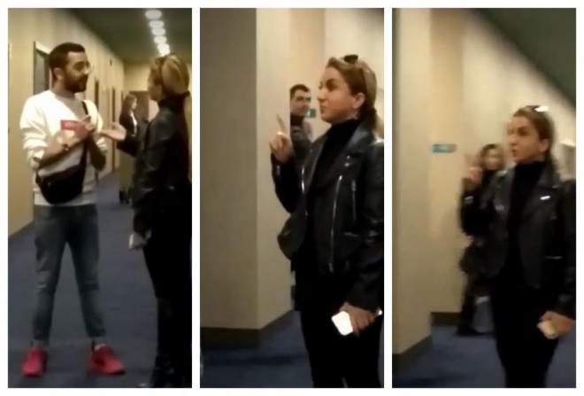 Müğənni jurnalisti hədələdi - video