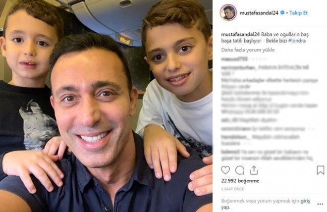 Mustafa Sandal iki oğlu ilə Londona getdi