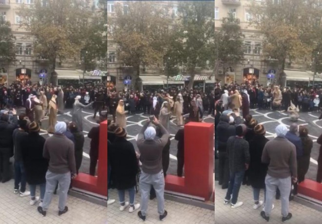 Bakının göbəyində kütləvi ərəb rəqsi - video