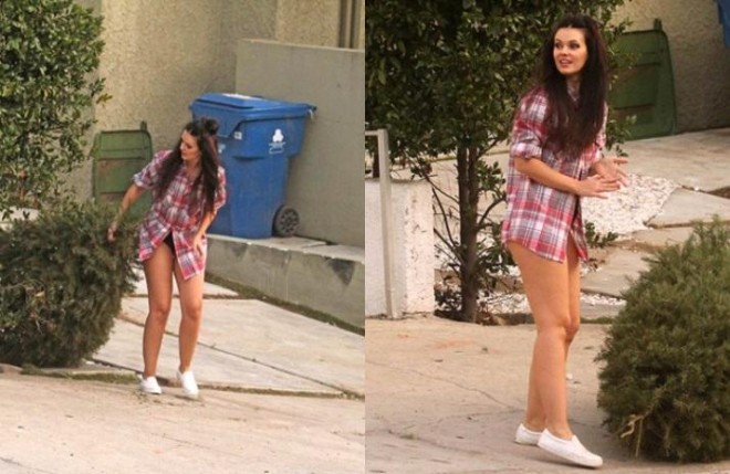 Aktrisa küçəyə alt paltarında çıxdı - foto