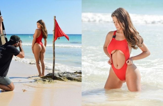 Məşhur modelin çimərlikdə fotosessiyası