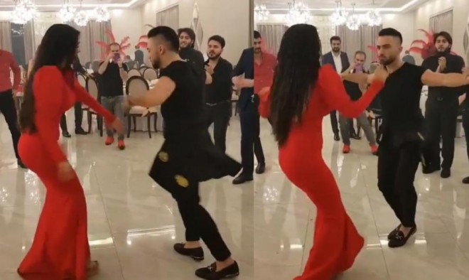 Rəqqasə ilə müğənninin rəqsi - video