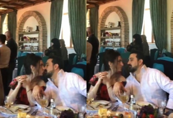 Xalq artisti xanımı ilə dodaq-dodağa öpüşdü - video