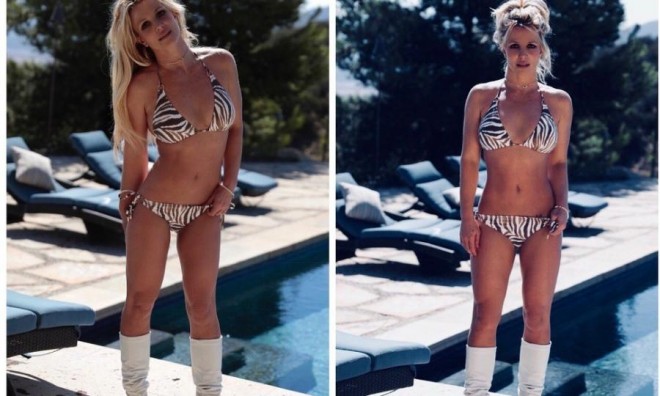 Müğənni çimərlik geyimində yoqa etdi - video