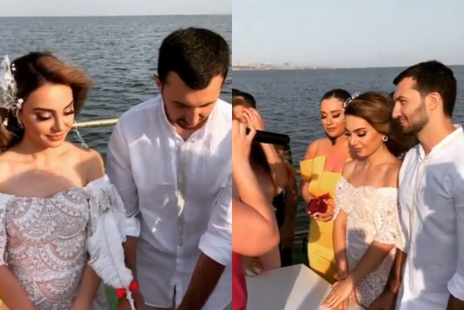 Xatirə nikah&nbsp;üçün gəmi kirayələdi - video