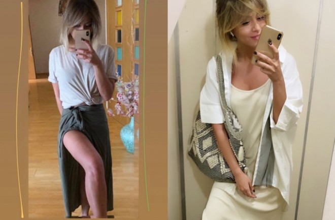 İlqarə Kazımova uzun yarıqlı ətəkdə - foto