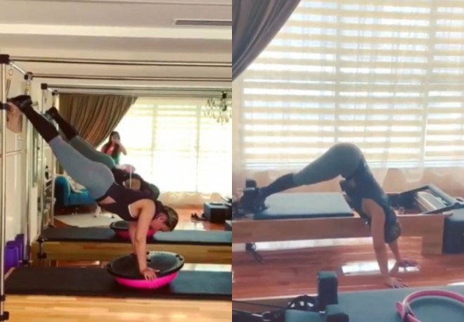 Tünzalə Ağayeva pilates edərkən - video