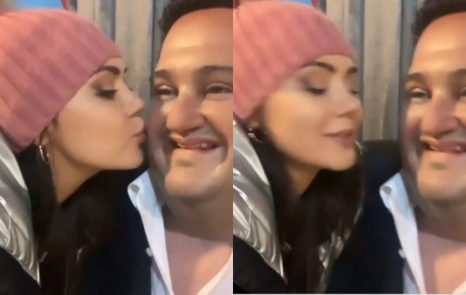 Oksana şoumenin heykəlini öpdü - video