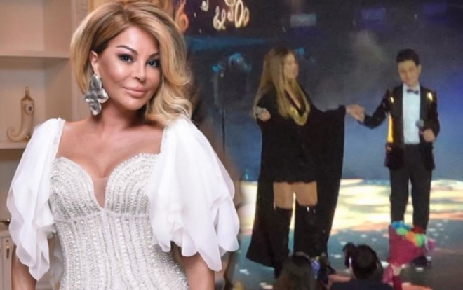 Aygün səhnəyə qara libasda çıxdı - video