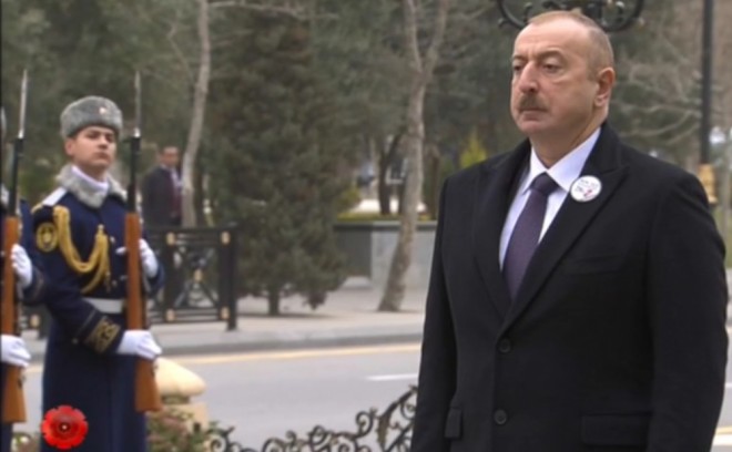 Prezident Xocalı abidəsini ziyarət etdi - video