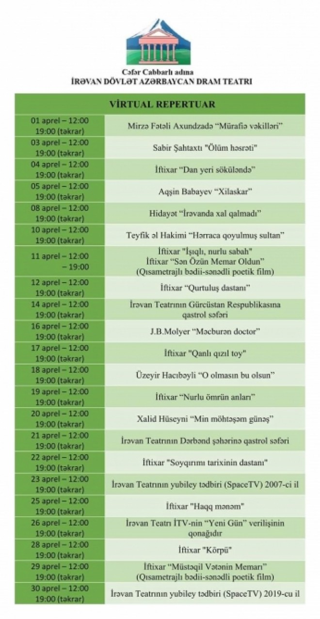  İrəvan Teatrı virtual görüşə gəlir