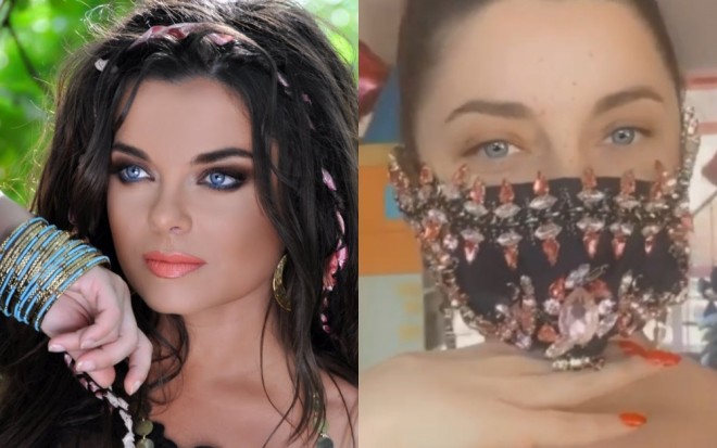 Maskasını bahalı daşlarla bəzətdi - video