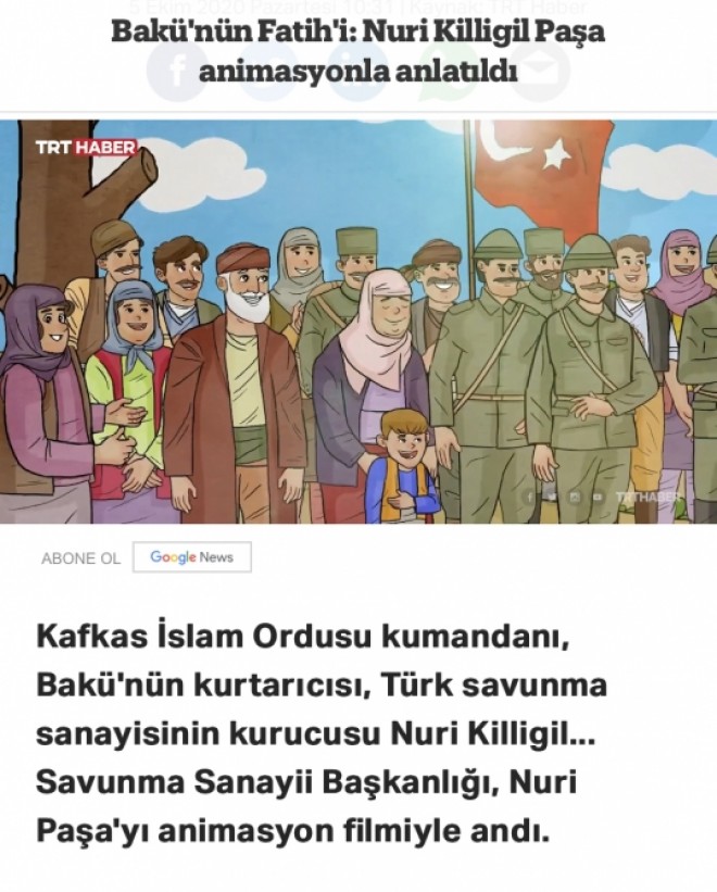 Nuru Paşa ilə bağlı animasiya filmi hazırlandı