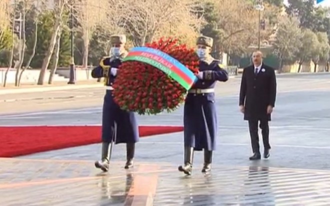 Prezident və xanımı “Ana harayı” abidəsini ziyarət etdi - foto+video