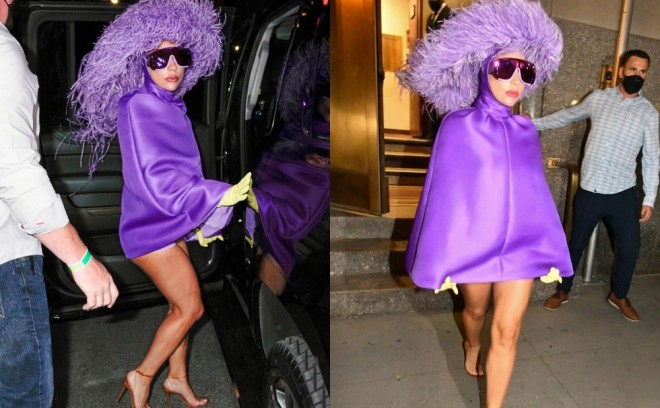 Ledi Qaqa bənövşəyi geyimdə - foto