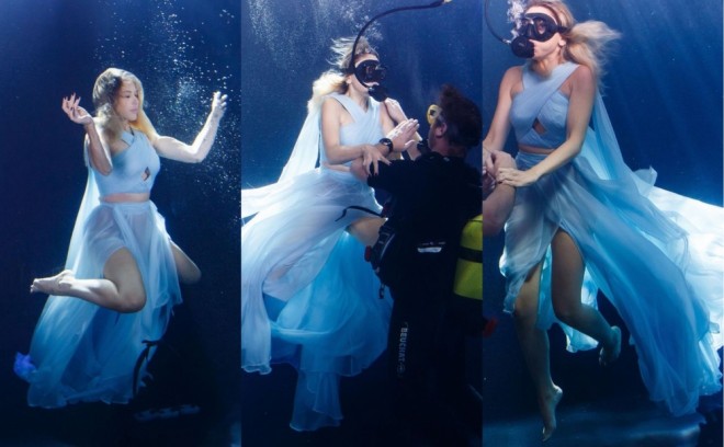 Hadisə yeni klipi üçün suyun altına girdi - foto