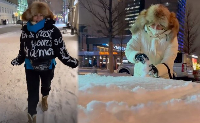 Aygün Moskvada qartopu oynayıb - foto