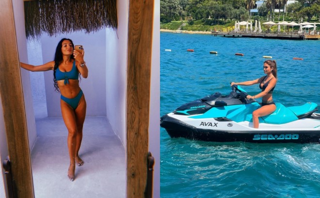 Dilarə və aktrisa çimərlikdə - foto