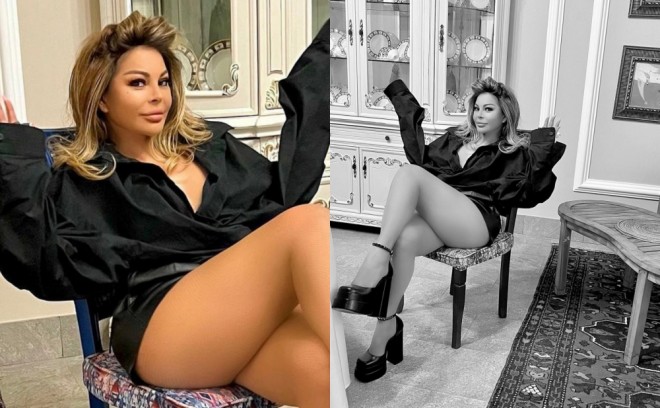 Aygün qara qısa geyimdə poz verib - foto