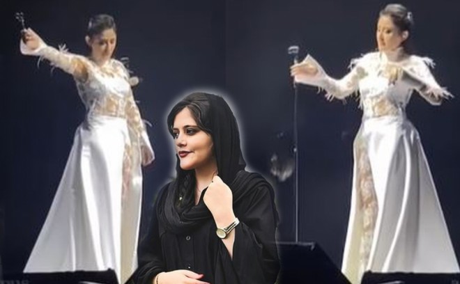 Mələk səhnədə saçlarını kəsib