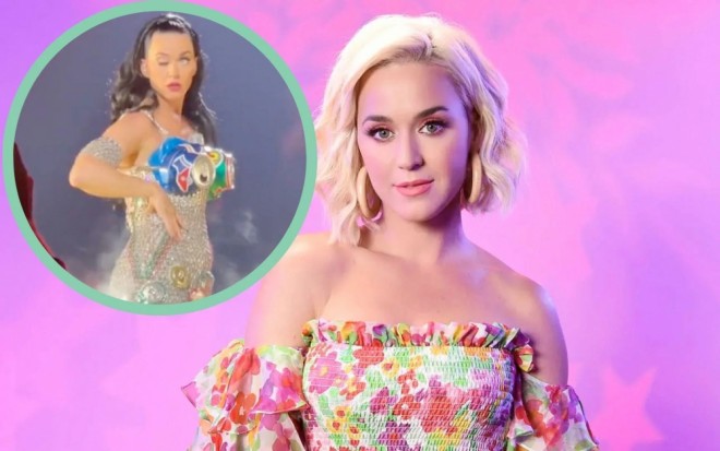 Müğənni konserti zamanı poz verdi - foto