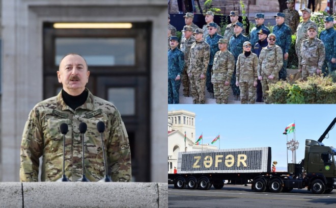 Prezident ailəsi ilə Xankəndidə paradda - foto