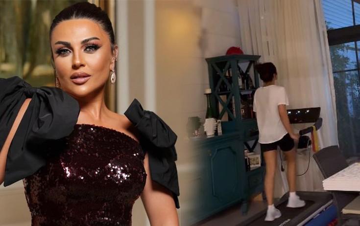 Gülay evində idman edir - VİDEO