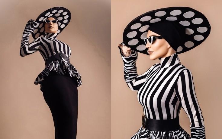 Xatun ağ-qara geyimdə - FOTO