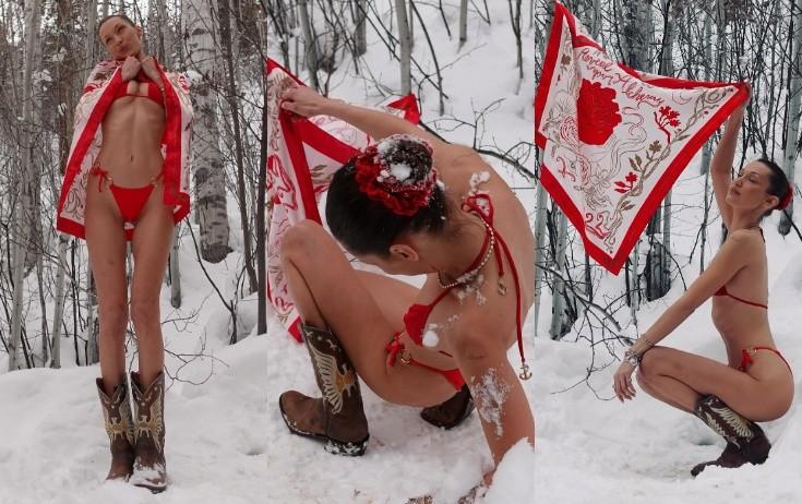 Bella Hadid qarlı havada - FOTO