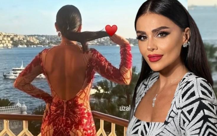 Günel uzun qırmızı libasda - VİDEO